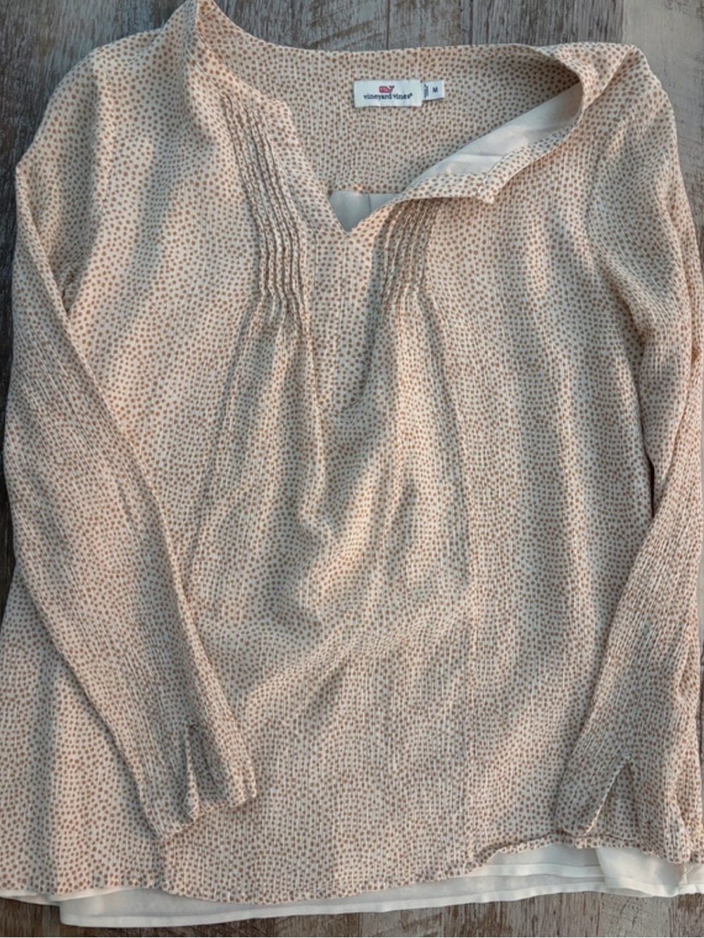 Vineyard Vines Pintuck V-Neck Dot Blouse